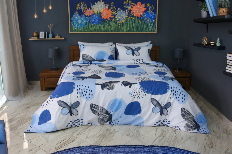 Housse de Couette Double Face Nuit Moderne – Summer Butterfly / Un été, deux ambiances.
