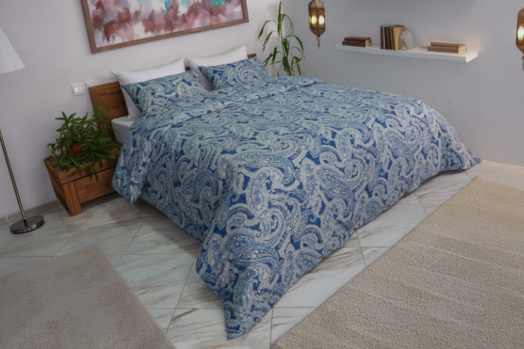 Housse de couette imprimée Neptune + Taies d'oreillers  -Doux & Antiallergique // Collection la Voie Lactée