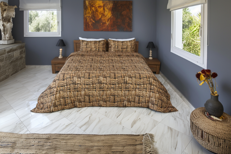 Housse de Couette Raphia Vintage -  L’élégance tissée par la nature