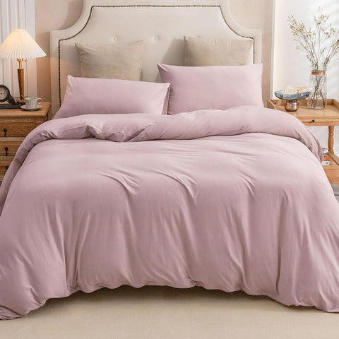Housse Couette Rose + Taies d'oreillers Offerts  -Doux & Antiallergique -