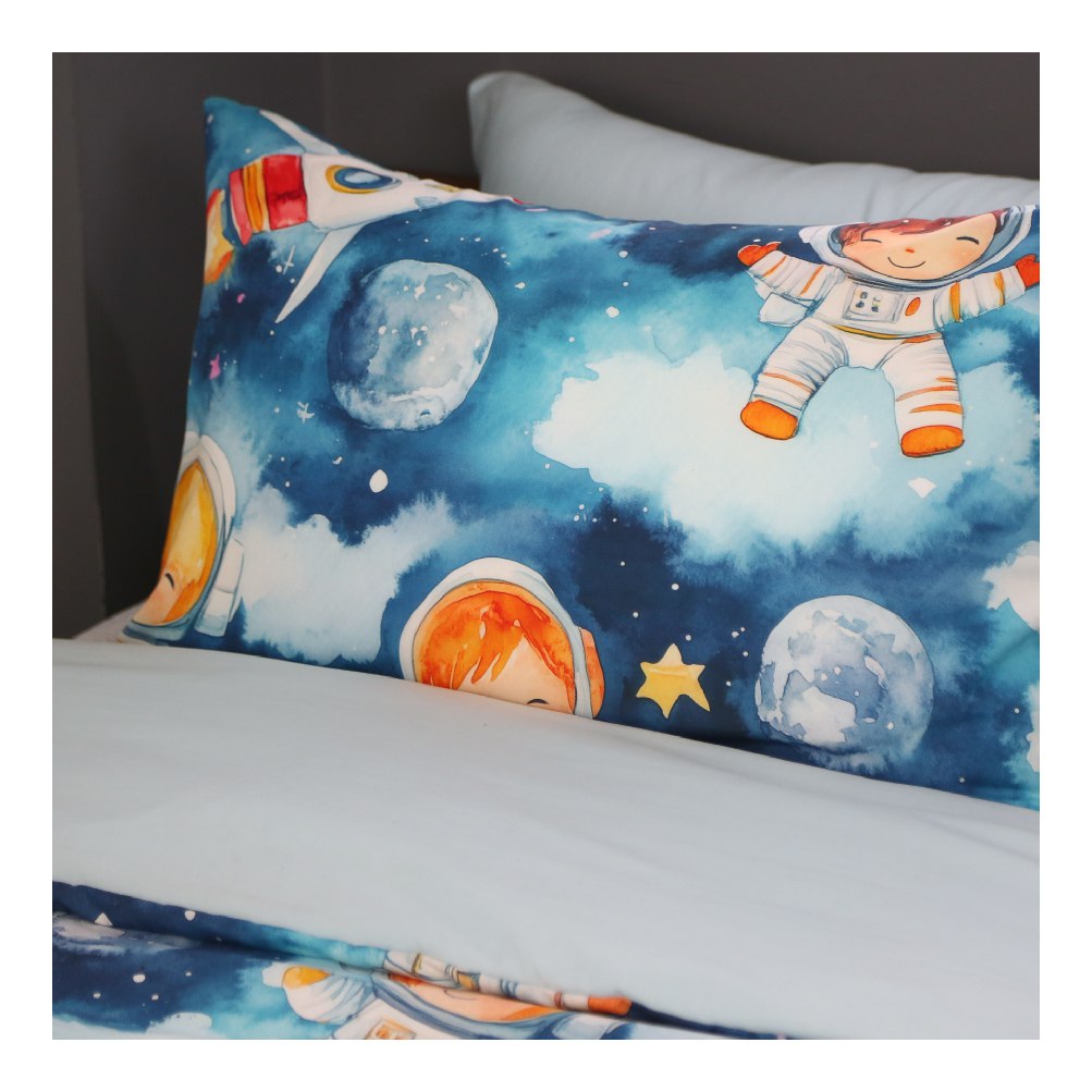 🛏️ Housse de Couette Enfant Ciel & Cosmos – Réversible une place 160x220 cm