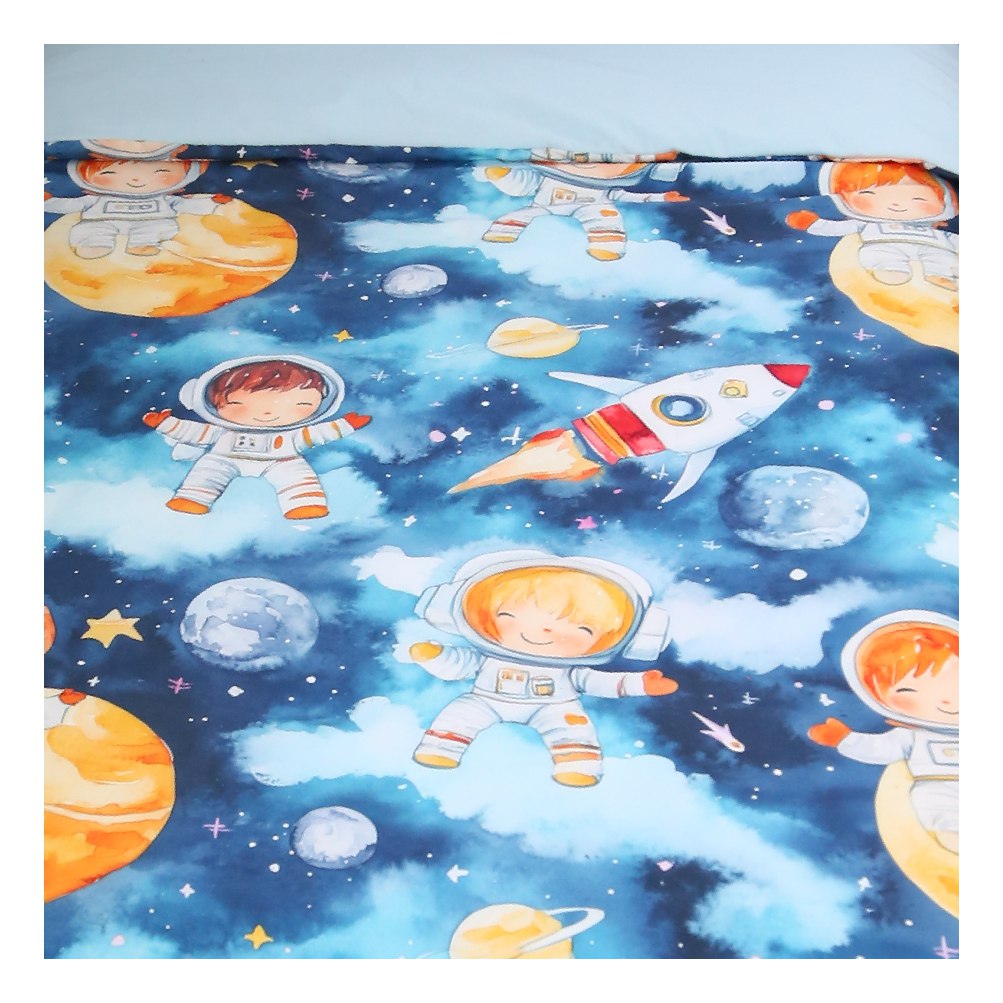 🛏️ Housse de Couette Enfant Ciel & Cosmos – Réversible une place 160x220 cm