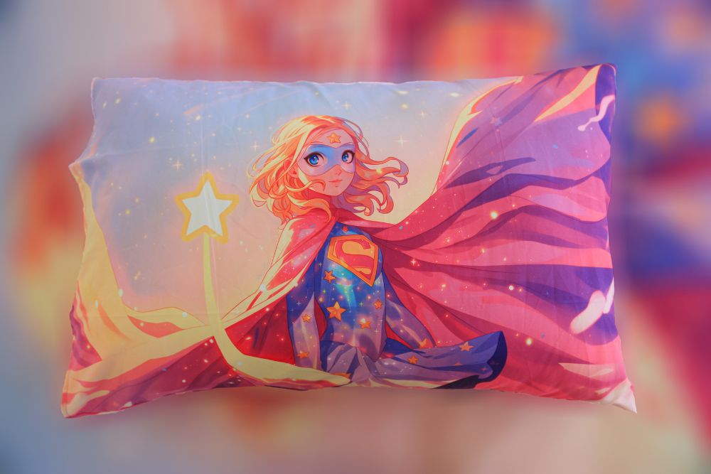 Housse de couette Fille "Messagère du Cosmos" + 1TO - 1  Place (160x220 cm) - Collection "Galaxie des Héros"