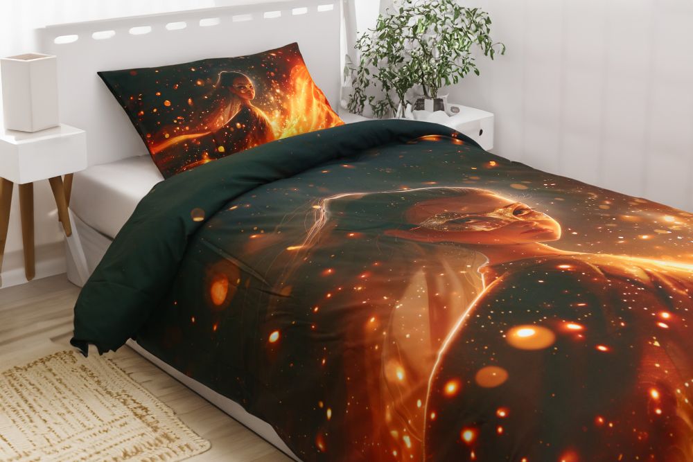 Housse de couette Fille "Gloire Galactique" - 1 Place (160x220 cm) - Collection "Galaxie des Héros" - Couette & Housse de Couette Dwirty Maroc