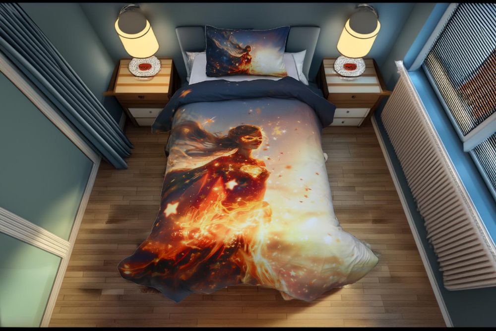 Housse de couette Fille "Oracle de l'Ombre" + 1TO - 1 Place (160x220 cm) - Collection "Galaxie des Héros" - Couette & Housse de Couette Dwirty Maroc