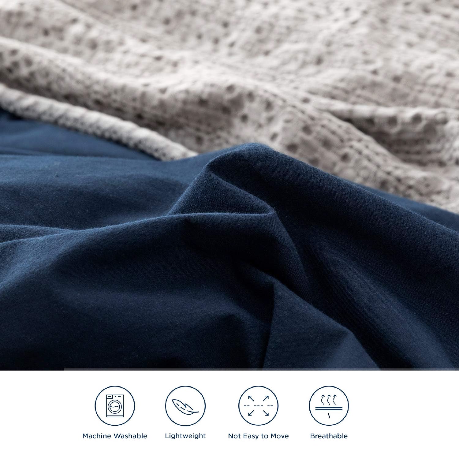 Housse Couette Bleu Nuit + Taies d'oreillers Offertes  // Doux & Antiallergique