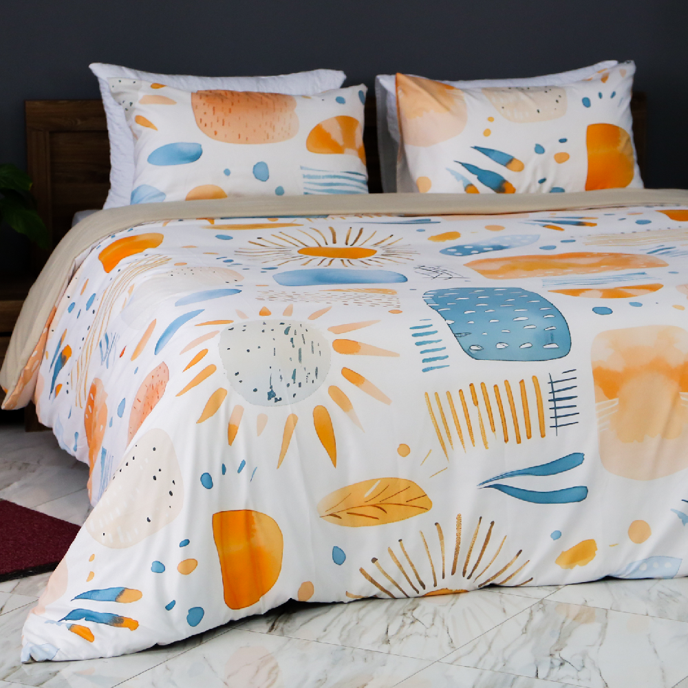Housse de Couette Double Face "Éclat d'Aube"  -Doux & Antiallergique + Taie d'oreiller Offert (Copie)