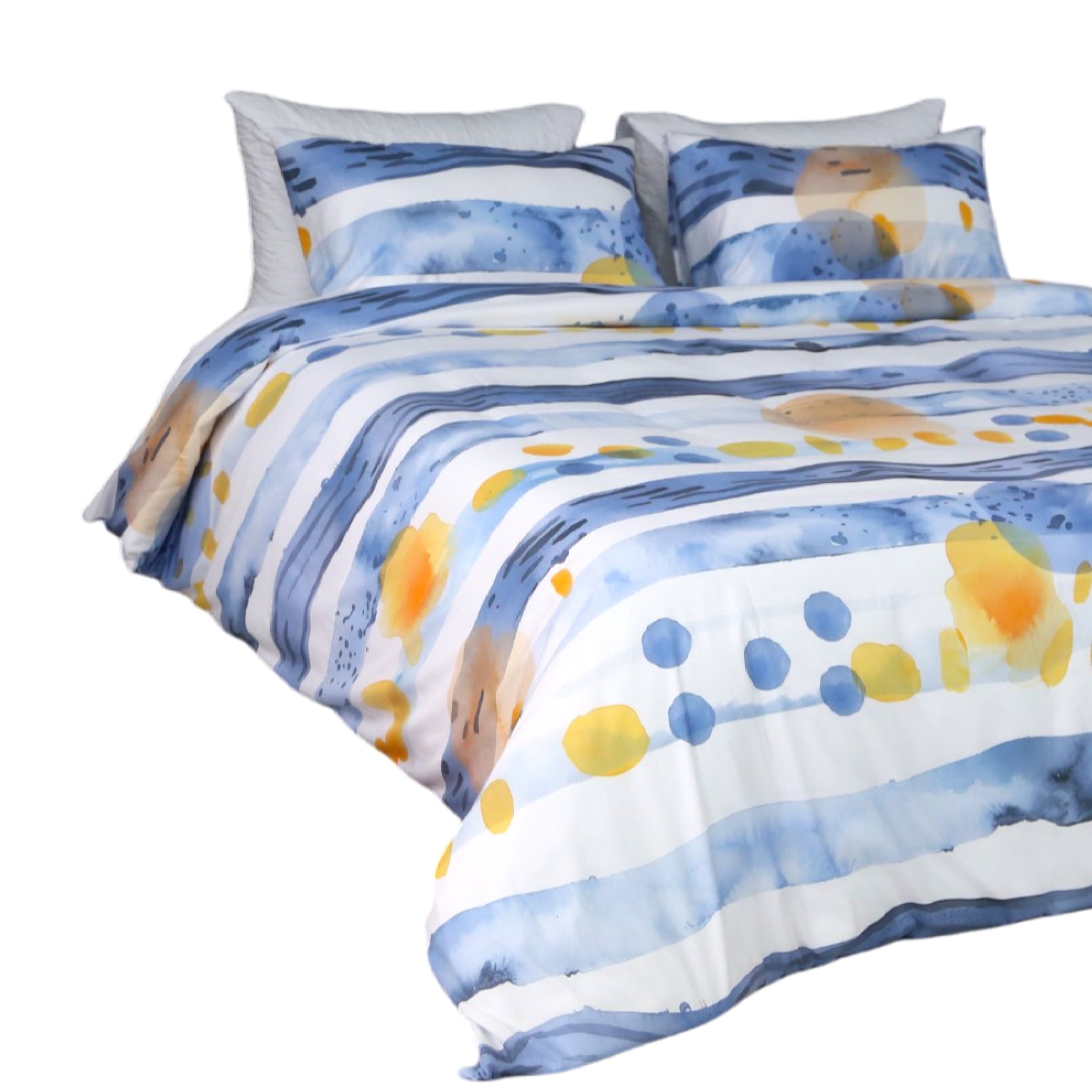 Housse de Couette Double Face "Ciel d'Azur"  -Doux & Antiallergique + Taie d'oreiller Offert