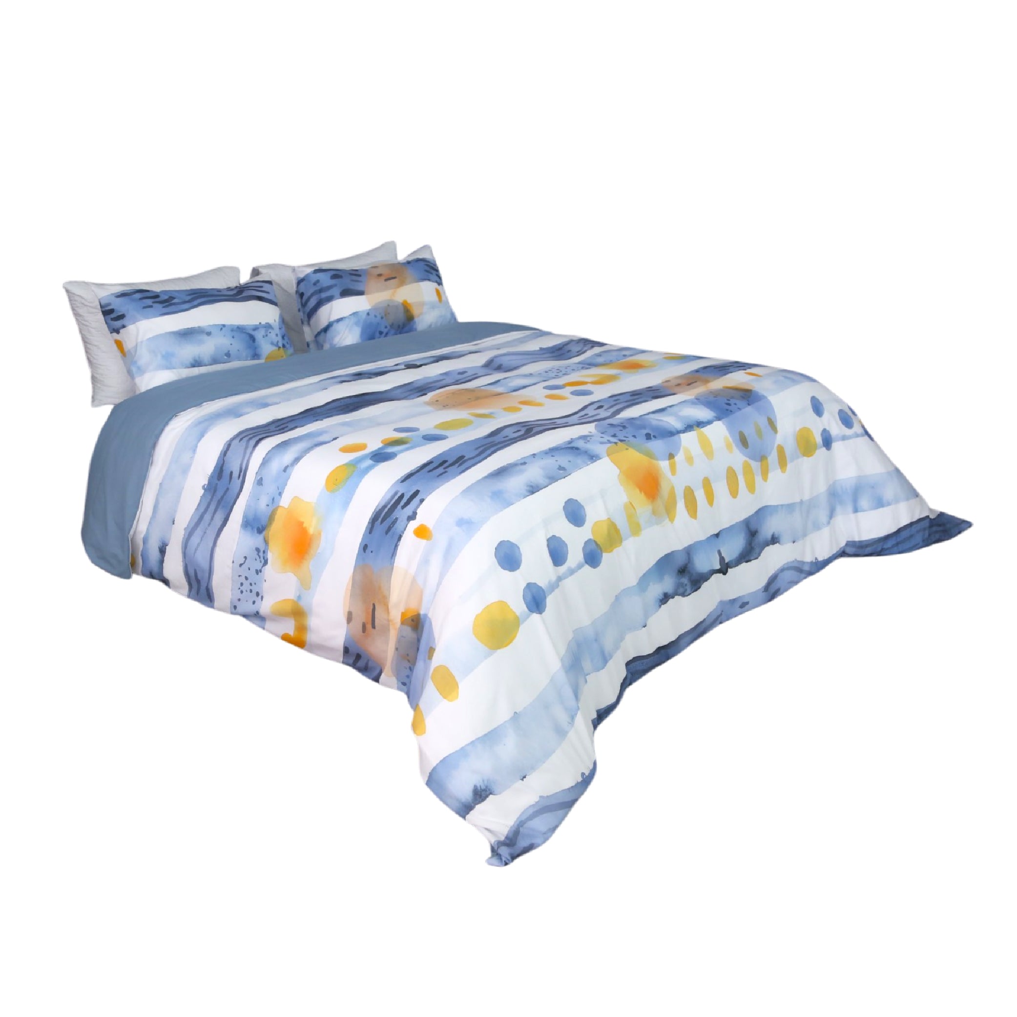 Housse de Couette Double Face "Ciel d'Azur"  -Doux & Antiallergique + Taie d'oreiller Offert