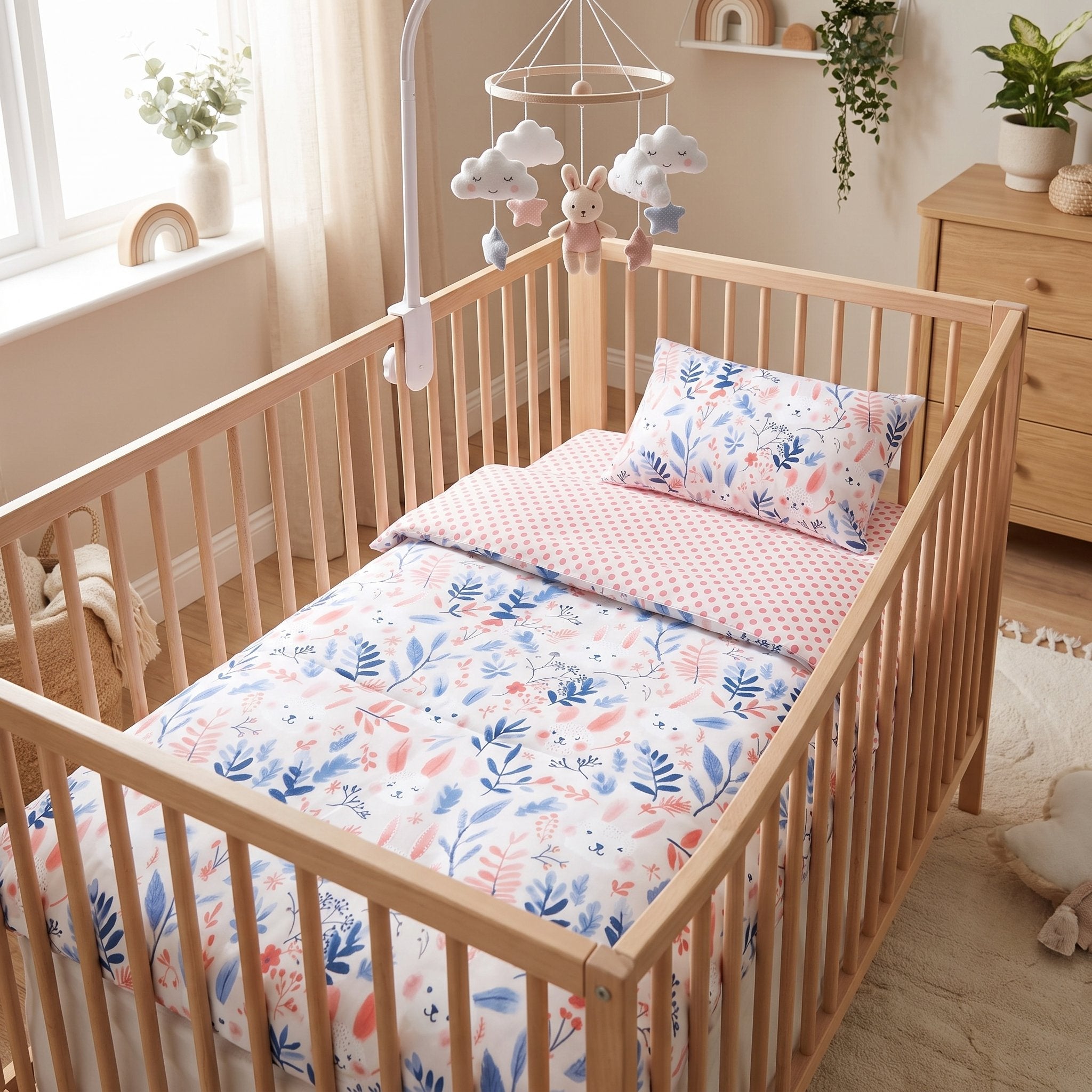 Housse de couette bébé Câlins Lapins 115×130 + taie