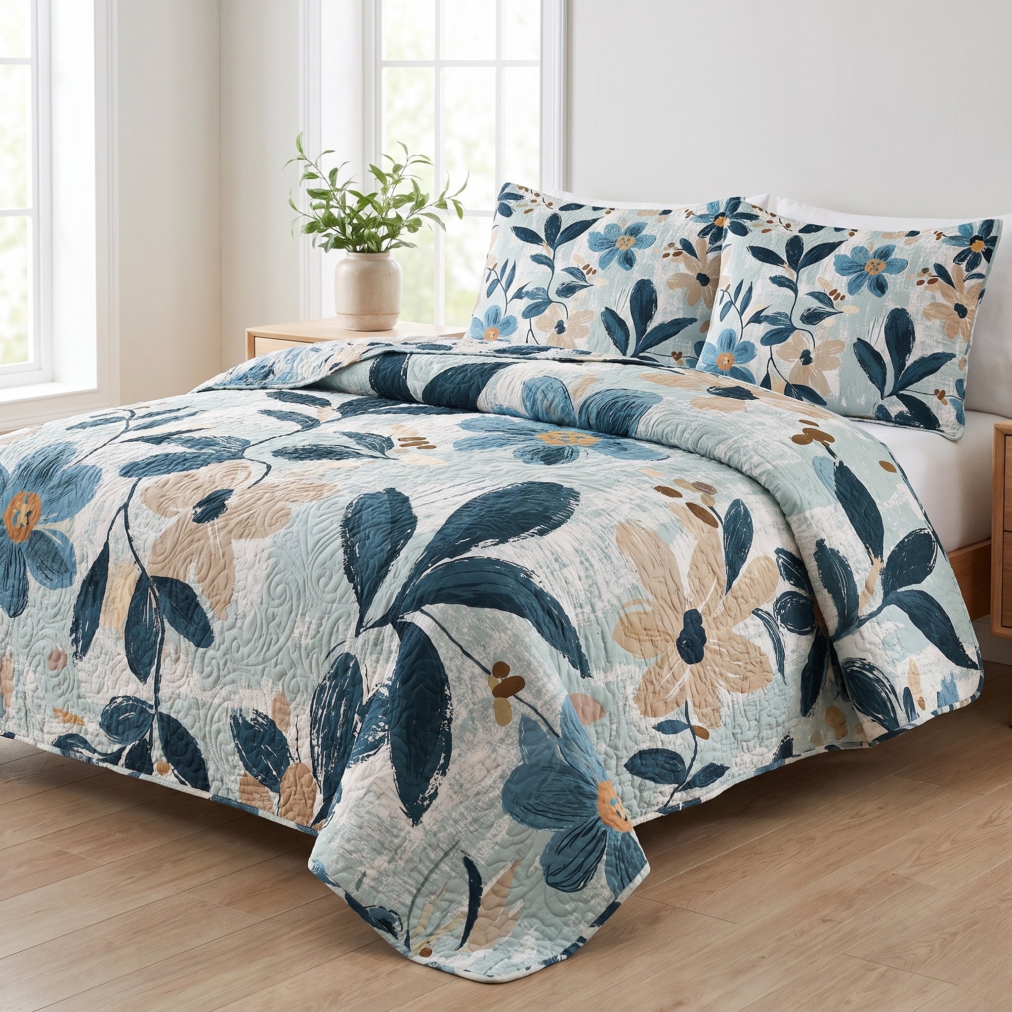 Boutis couvre-lit matelassé Fleuri