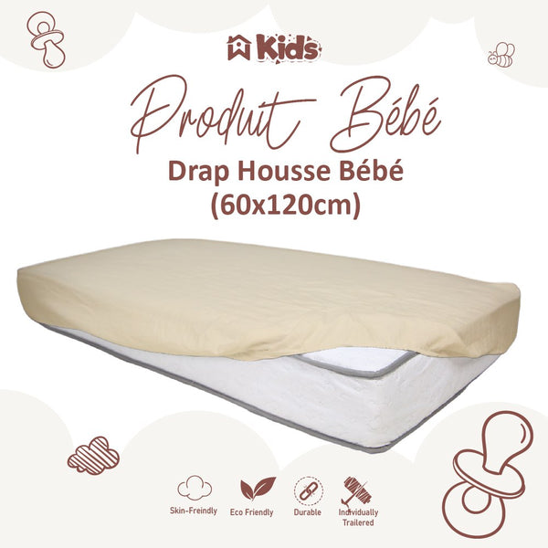 Drap Housse Beige Antiallergique Bébé 60x120 cm