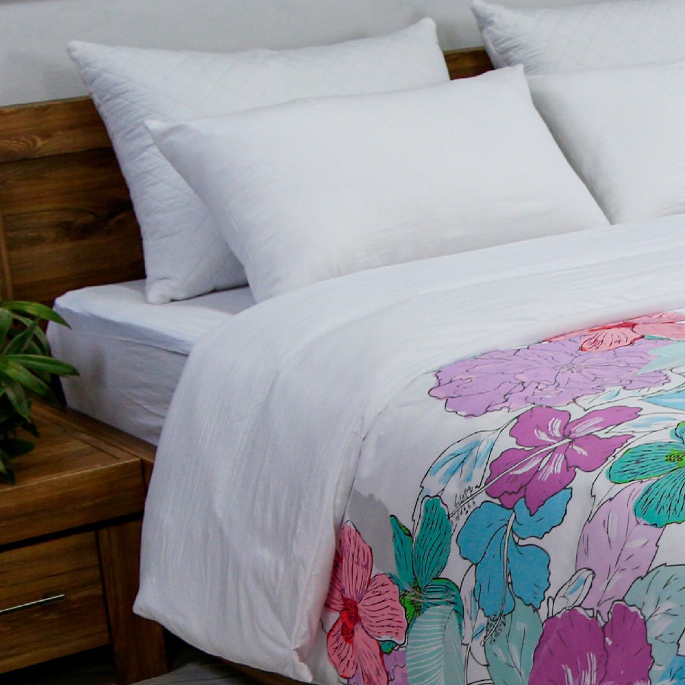 Housse de Couette Double Face 'Pétale d'Amour' -Doux & Antiallergique -+ Taie d'oreiller Offert