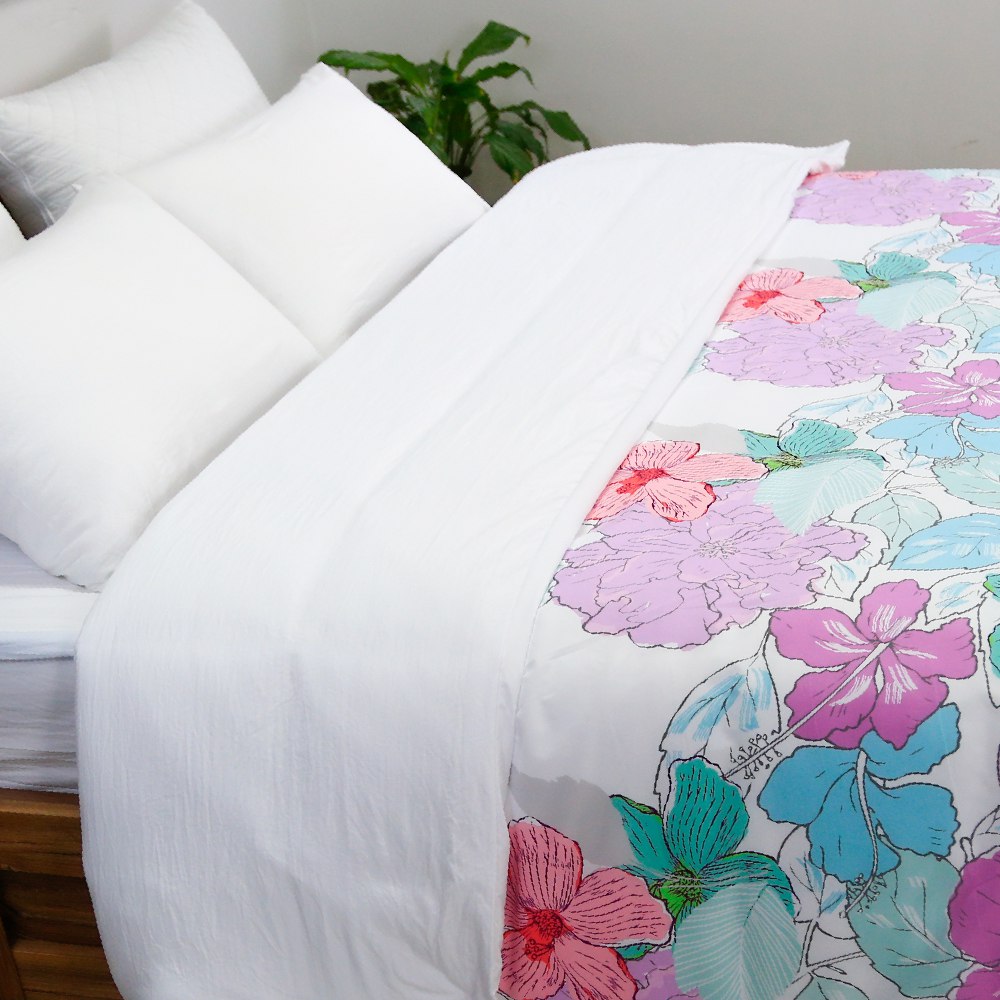 Housse de Couette Double Face 'Pétale d'Amour' -Doux & Antiallergique -+ Taie d'oreiller Offert