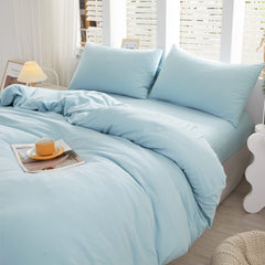 Housse Couette Bleu Glacier + Taies d'oreillers Offerts – Doux & Antiallergique