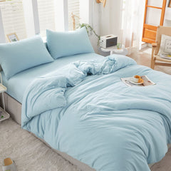 Housse Couette Bleu Glacier + Taies d'oreillers Offerts – Doux & Antiallergique