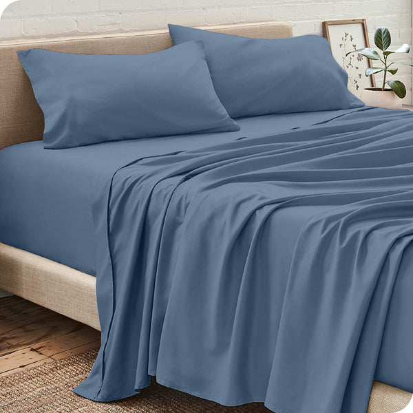 Pack Draps Bleu Jean (Drap Housse + Drap Plat + Taie Oreiller)