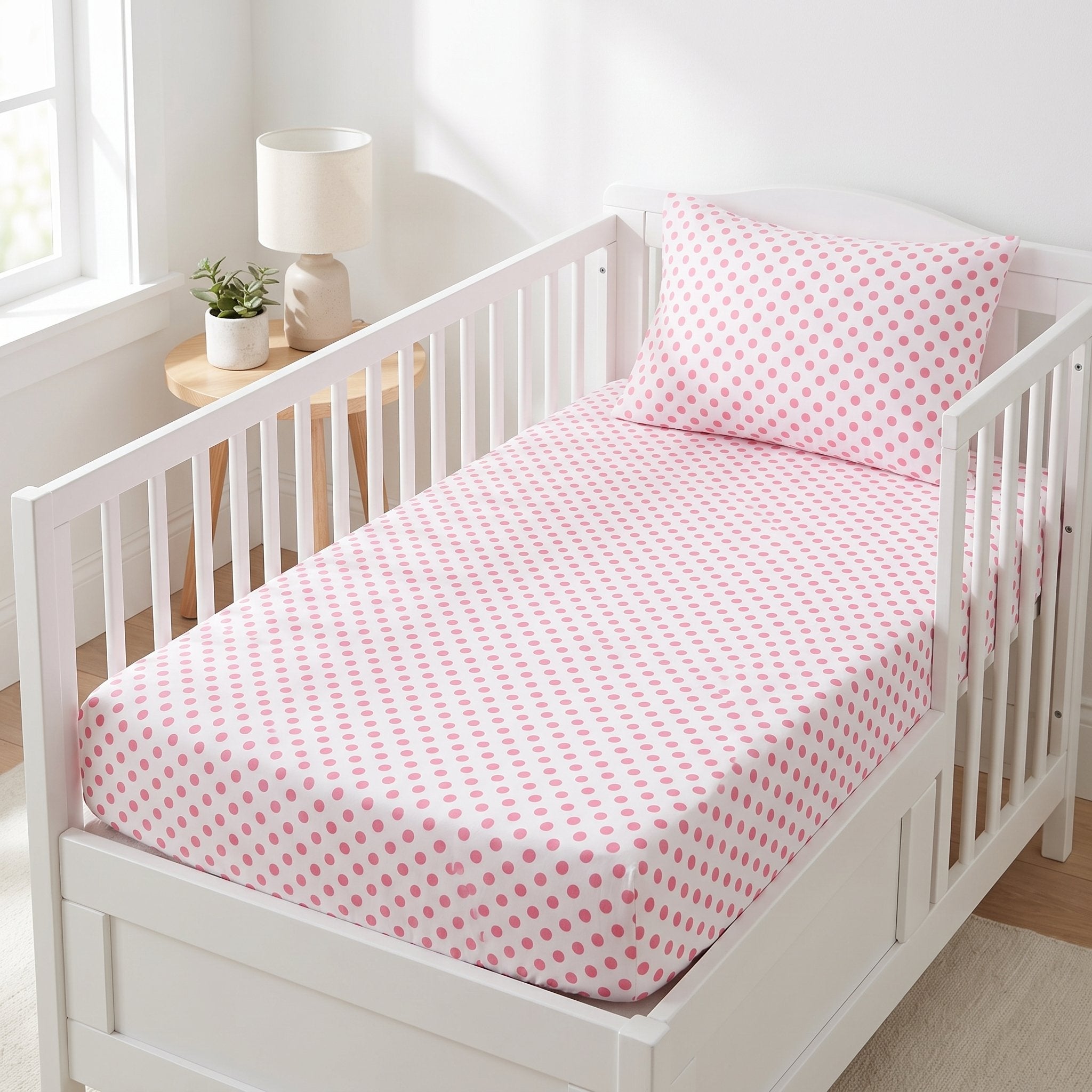 Set draps bébé Mélodie Rose (drap-housse + taie, 2ème offert)