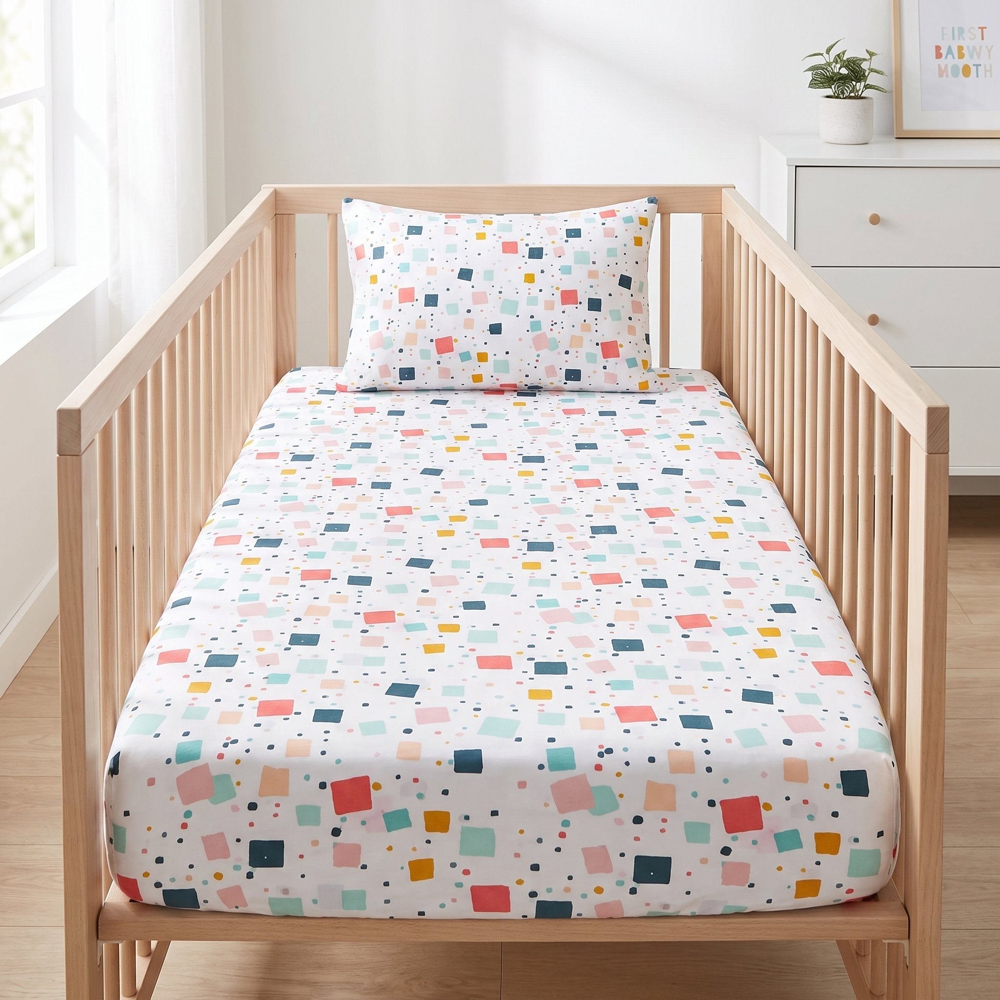Set draps bébé Jeux de Couleurs (drap-housse + taie, 2ème offert)