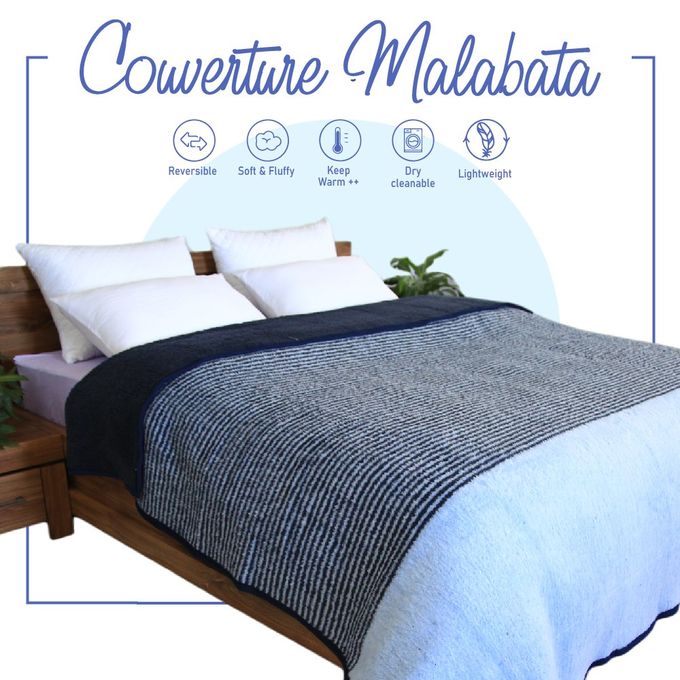 🌟Couverture Malabata Uni Bleu -Doux & chaude (C°++) 🌟