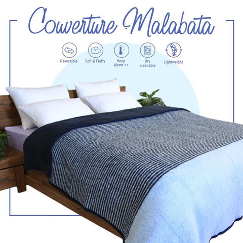 🌟Couverture Malabata Uni Bleu -Doux & chaude (C°++) 🌟