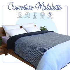 🌟Couverture Malabata Uni Bleu -Doux & chaude (C°++) 🌟