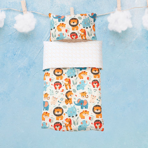 🍄 Housse de Couette Bébé Premium Double Face "Jungle Joyeuse" (Housse -115x130cm- + 1 TO -30x50 cm-) - Un Luxe pour Votre Bébé 🍄// Collection 'Berçeaux de Rêves' ! ✨