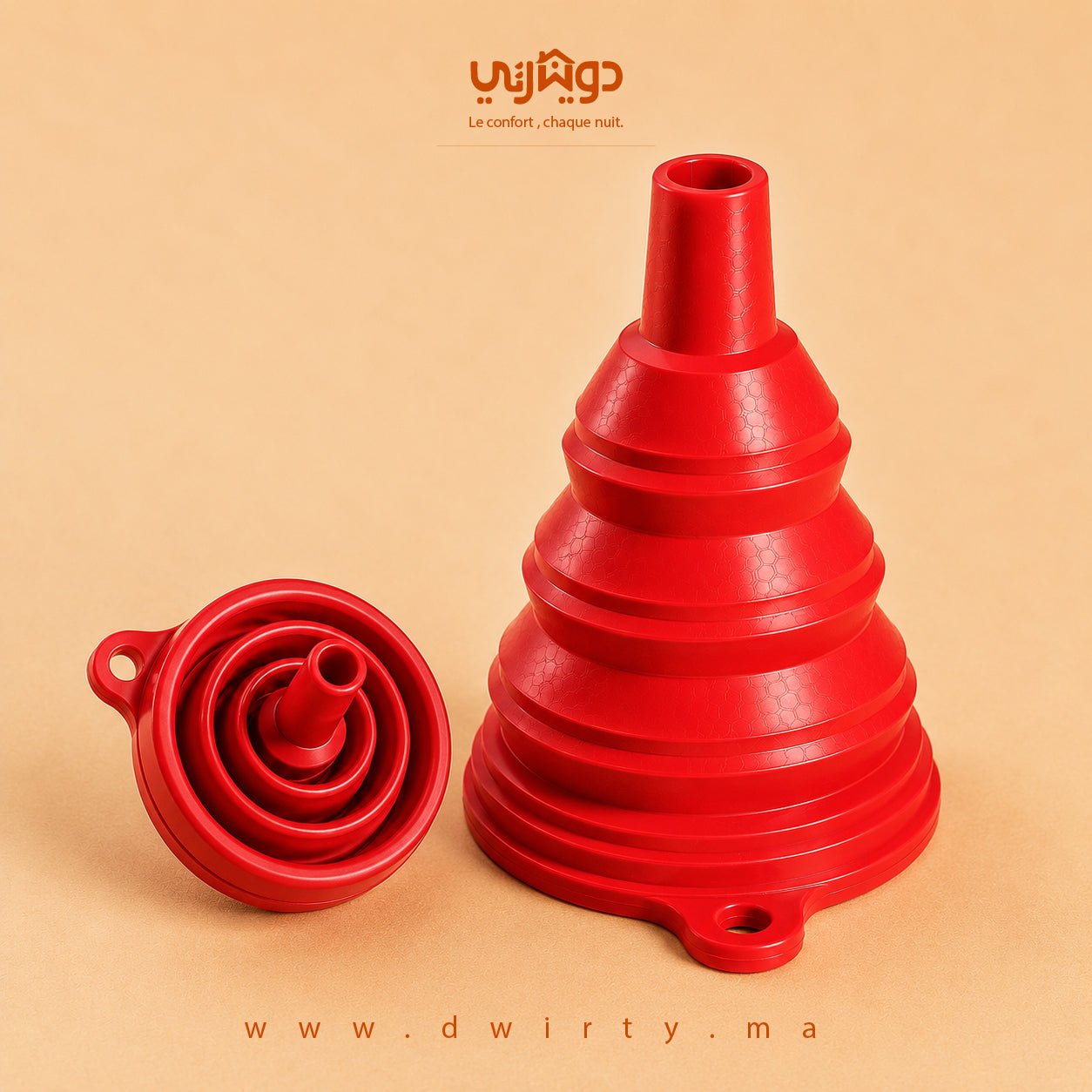 2 Entonnoirs Pliants en Silicone – Praticité et Gain de Place - entonnoir pliable Dwirty Maroc