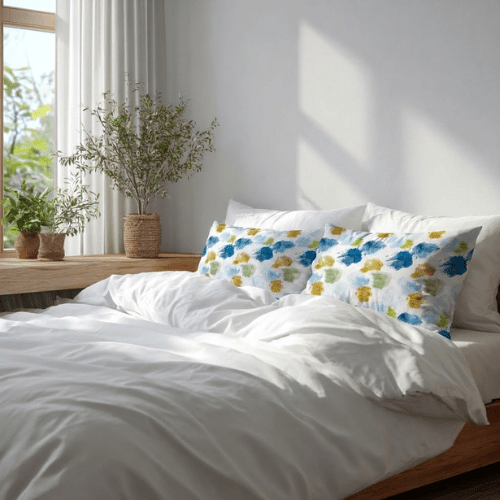 2 Taies d’Oreiller Effet Peinture – Douceur Microfibre 50x70 cm // Style Contemporain - Dwirty Maroc