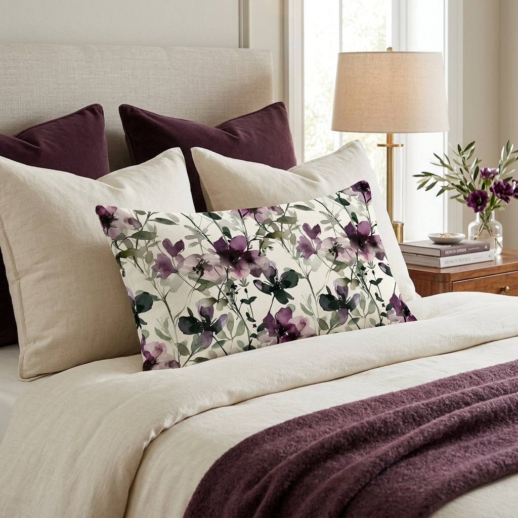 2 Taies d’Oreiller Jardin Mauve – Style Artistique Moderne 50x70 cm - Taies et protections d'oreiller Dwirty Maroc