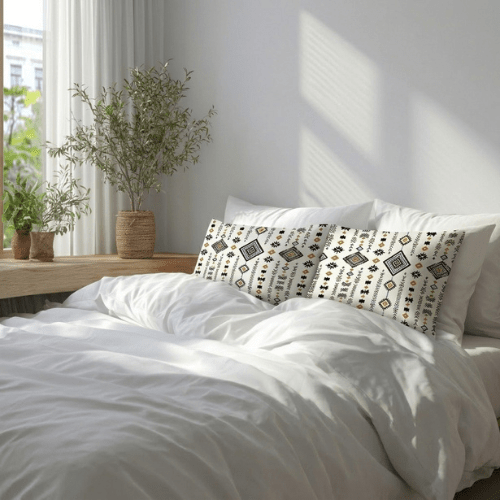 2 Taies d’Oreiller Motif Aztec– Esprit Ethnique Chic 50x70 cm - Dwirty Maroc