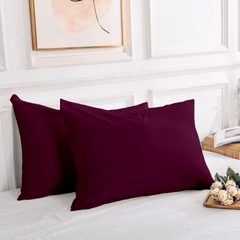 2 Taies d'oreiller Uni Aubergine 50 x70 cm // Doux & Antiallérgique - Taies et protections d'oreiller Dwirty Maroc
