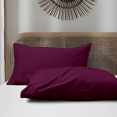 2 Taies d'oreiller Uni Aubergine 50 x70 cm // Doux & Antiallérgique - Taies et protections d'oreiller Dwirty Maroc