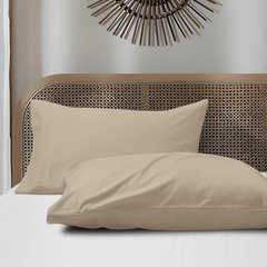 2 Taies d'oreiller Uni Beige Sable 50 x70 cm // Doux & Antiallérgique - Taies et protections d'oreiller Dwirty Maroc