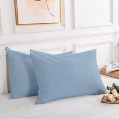 2 Taies d'oreiller Uni Bleu Glacier 50x70cm // Doux & Antiallergique - Taies et protections d'oreiller Dwirty Maroc