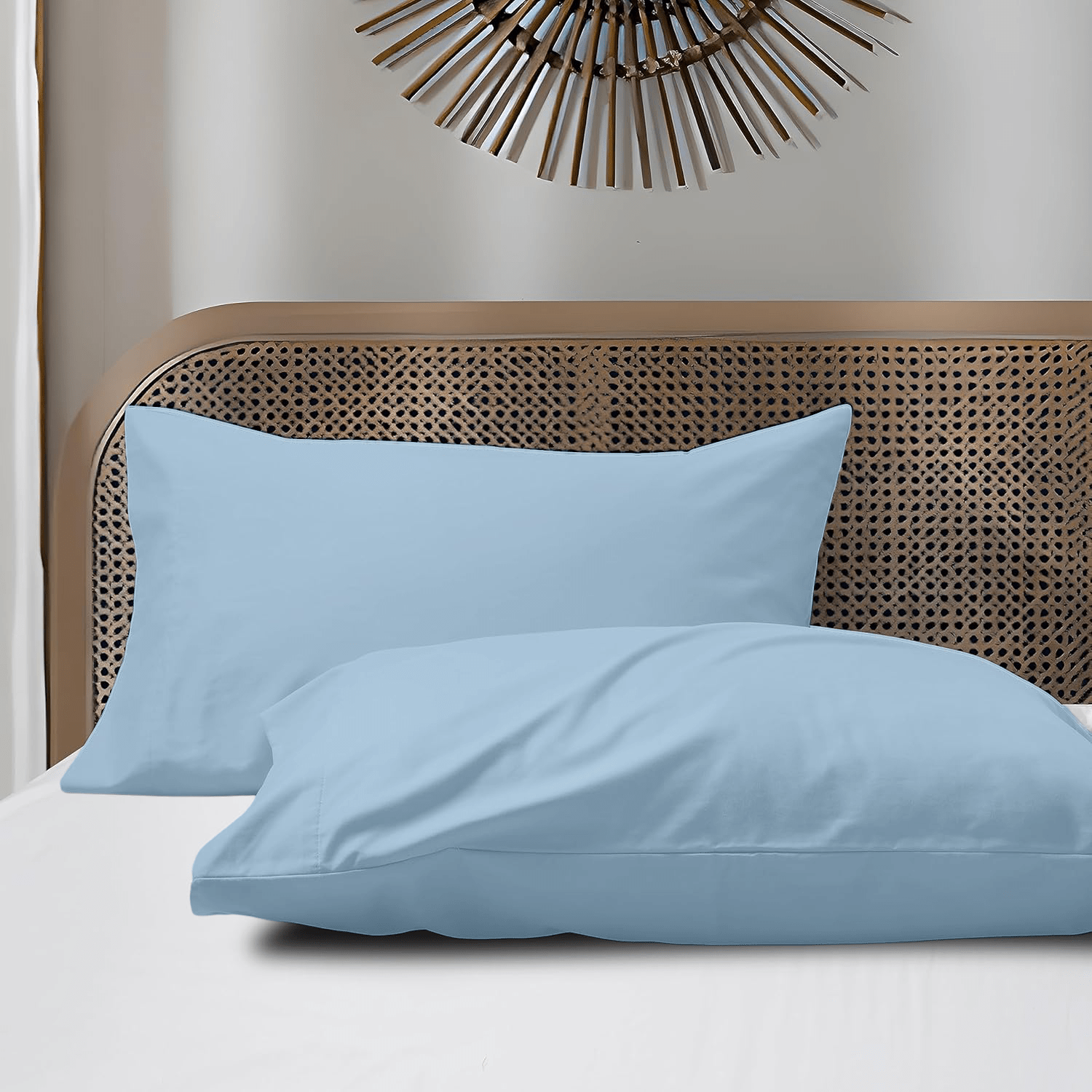 2 Taies d'oreiller Uni Bleu Glacier 50x70cm // Doux & Antiallergique - Taies et protections d'oreiller Dwirty Maroc