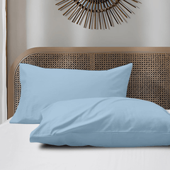 2 Taies d'oreiller Uni Bleu Glacier 50x70cm // Doux & Antiallergique - Taies et protections d'oreiller Dwirty Maroc