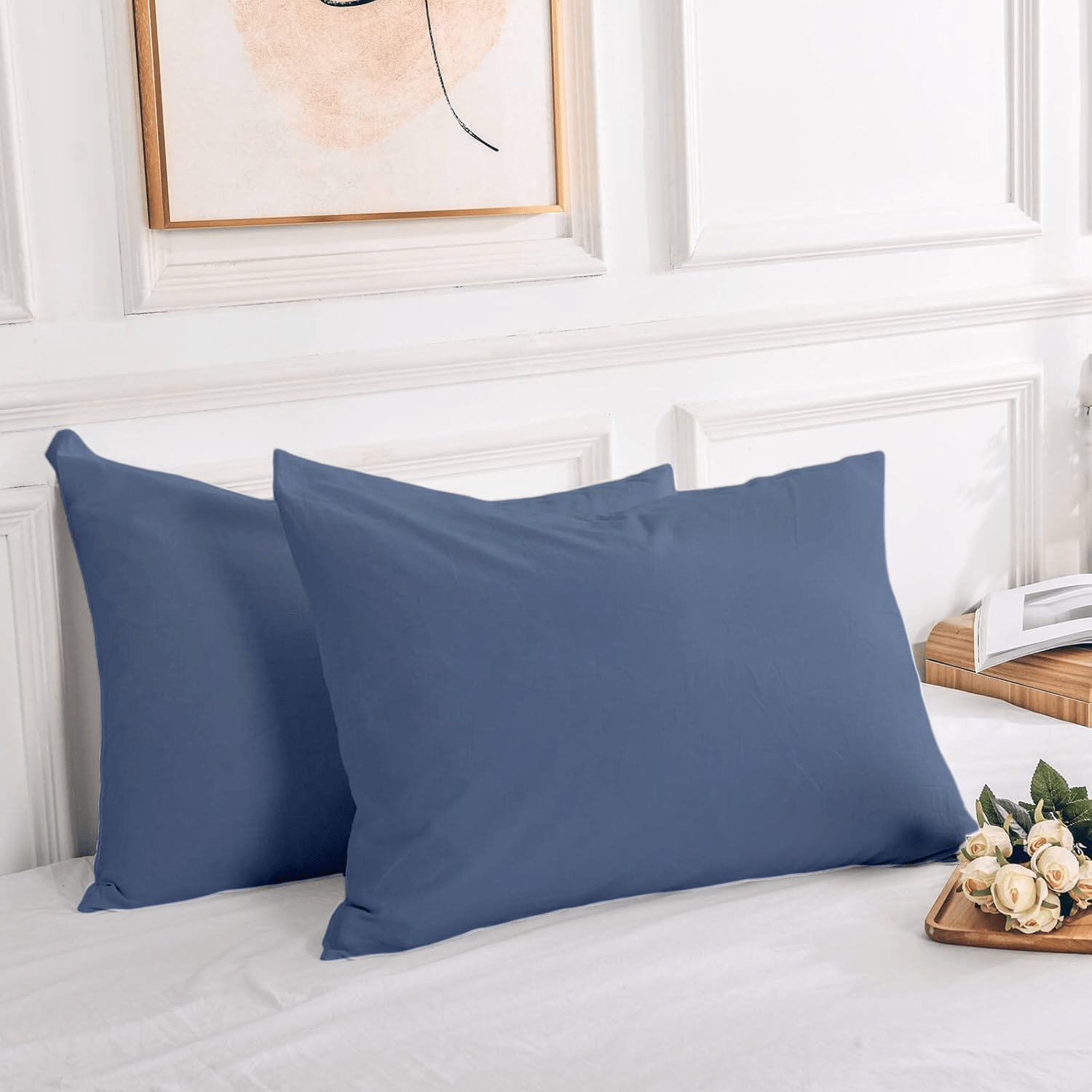 2 Taies d'oreiller Uni Bleu Pétrole 50 x70 cm // Doux & Antiallérgique - Taies et protections d'oreiller Dwirty Maroc
