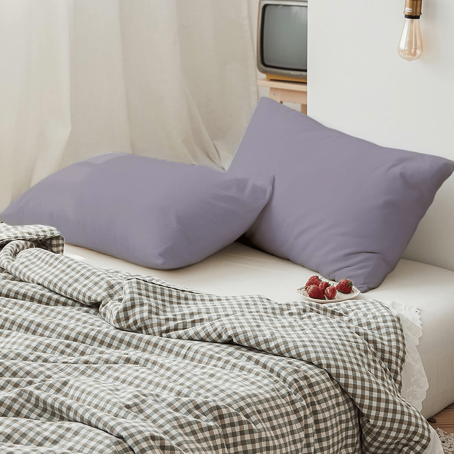 2 Taies d'oreiller Uni Gris Clair 50 x70 cm // Doux & Antiallérgique - Taies et protections d'oreiller Dwirty Maroc