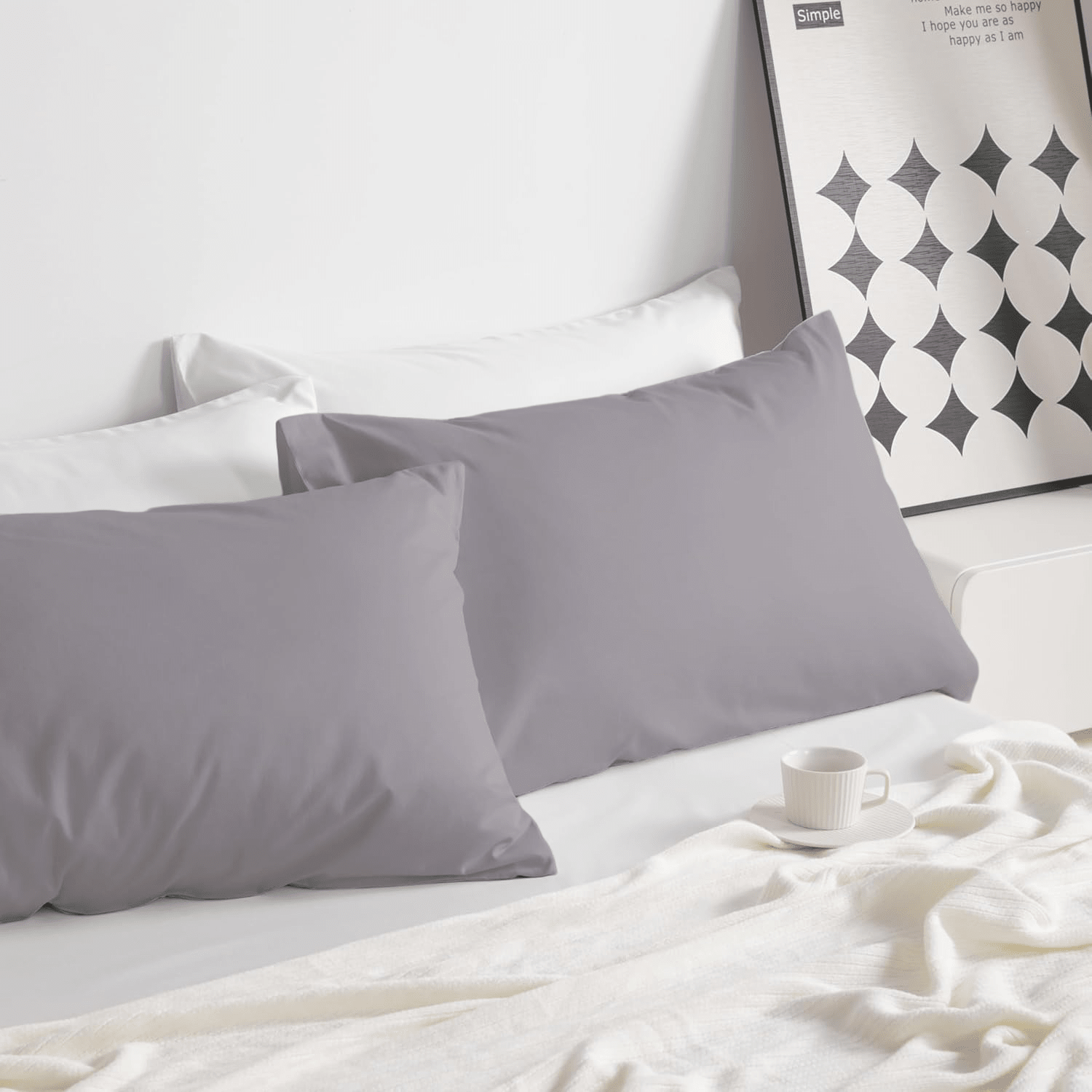 2 Taies d'oreiller Uni Gris Clair 50 x70 cm // Doux & Antiallérgique - Taies et protections d'oreiller Dwirty Maroc