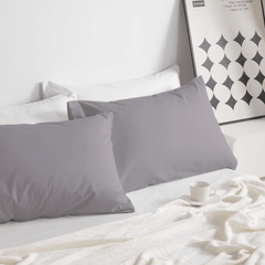 2 Taies d'oreiller Uni Gris Clair 50 x70 cm // Doux & Antiallérgique - Taies et protections d'oreiller Dwirty Maroc