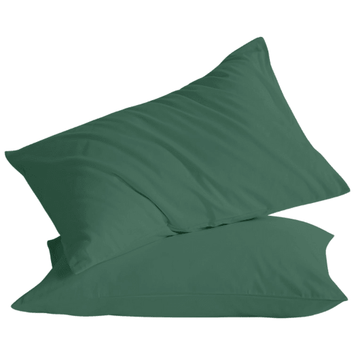 2 Taies d'oreiller Uni Vert Foncé Doux & Antiallergique 50x70cm - Taies et protections d'oreiller Dwirty Maroc