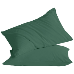 2 Taies d'oreiller Uni Vert Foncé Doux & Antiallergique 50x70cm - Taies et protections d'oreiller Dwirty Maroc