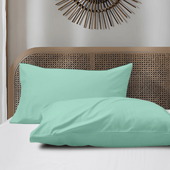 2 Taies d'oreiller Uni Vert Pistache Doux & Antiallergique 45x70cm - Taies et protections d'oreiller Dwirty Maroc