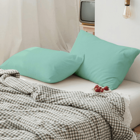 2 Taies d'oreiller Uni Vert Pistache Doux & Antiallergique 45x70cm - Taies et protections d'oreiller Dwirty Maroc