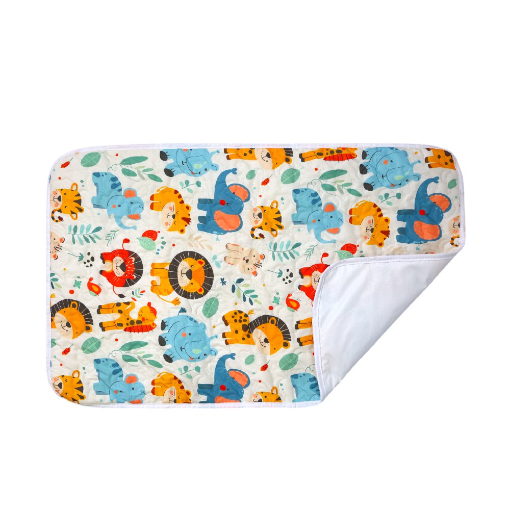 Tapis à Langer Bébé Imperméable Jungle Joyeuse 50x80 cm - Microfibre Douce