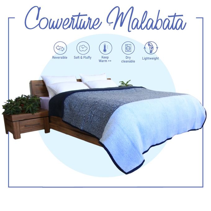 🌟Couverture Malabata Uni Bleu -Doux & chaude (C°++) 🌟