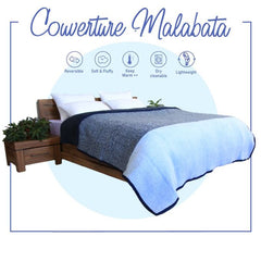 🌟Couverture Malabata Uni Bleu -Doux & chaude (C°++) 🌟