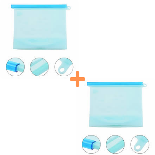 Pack 2 Sacs 1 L Conservation Alimentaire Achetez = 3 Couvercles Offerts -Silicone / Offre 2024