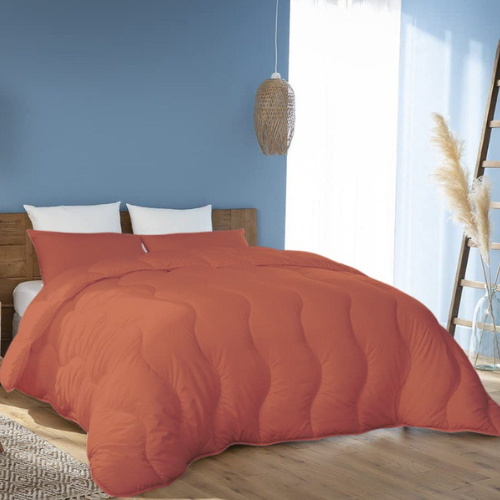 Couette Uni Kasbah Microfibre Orange + Taie d'Oreiller Offertes  // Chaude C°+++ & Antiallérgique